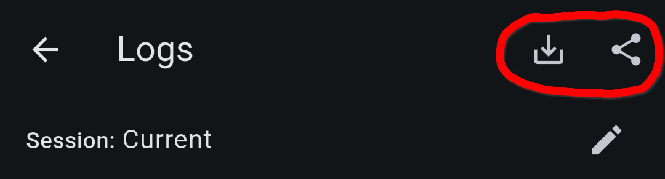 Screenshot of export and share buttons