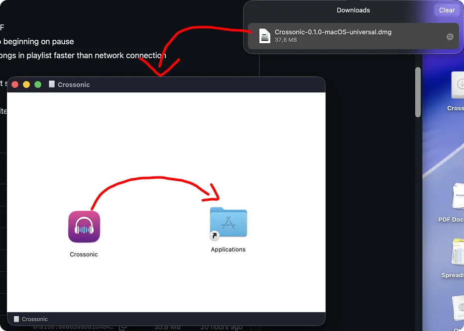 Screenshot of DMG window
