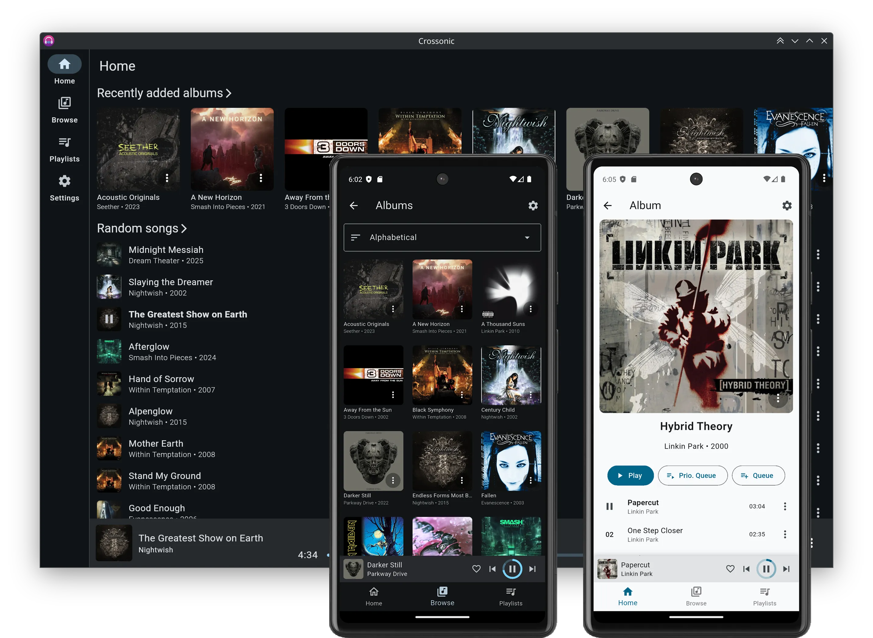 Screenshots of different platforms